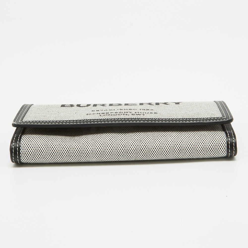 BURBERRY Grey/Black Logo Canvas and Leather Halton Continental Wallet