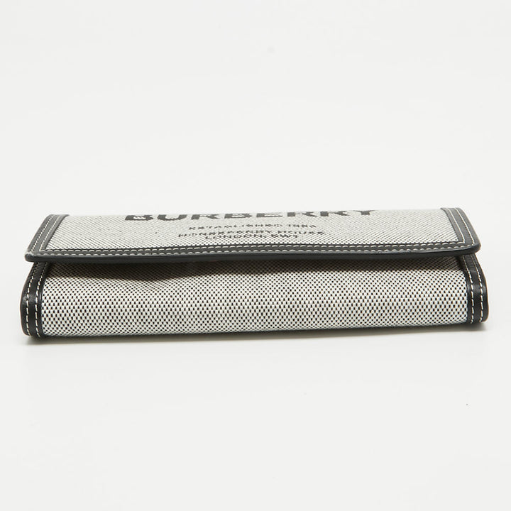 BURBERRY Grey/Black Logo Canvas and Leather Halton Continental Wallet