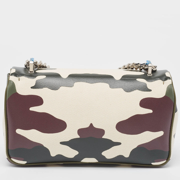 BURBERRY Green Camouflage Coated and Canvas Small Lola Shoulder Bag
