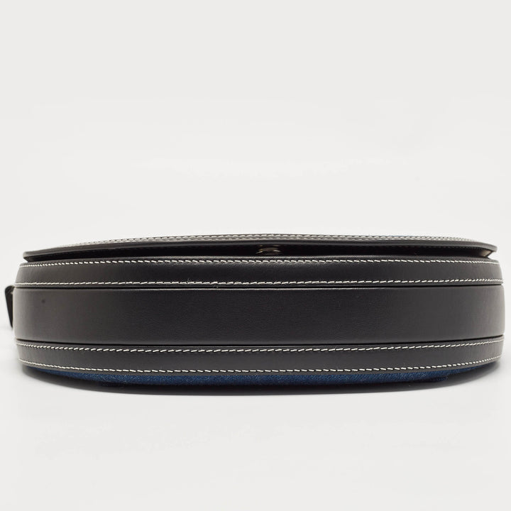 BURBERRY Blue/Black Denim and Leather Small Olympia Shoulder Bag