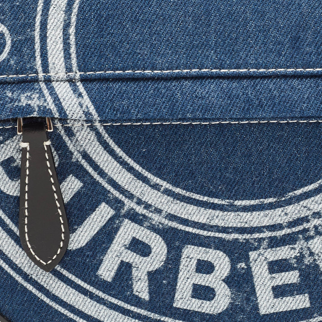 BURBERRY Blue/Black Denim and Leather Small Olympia Shoulder Bag