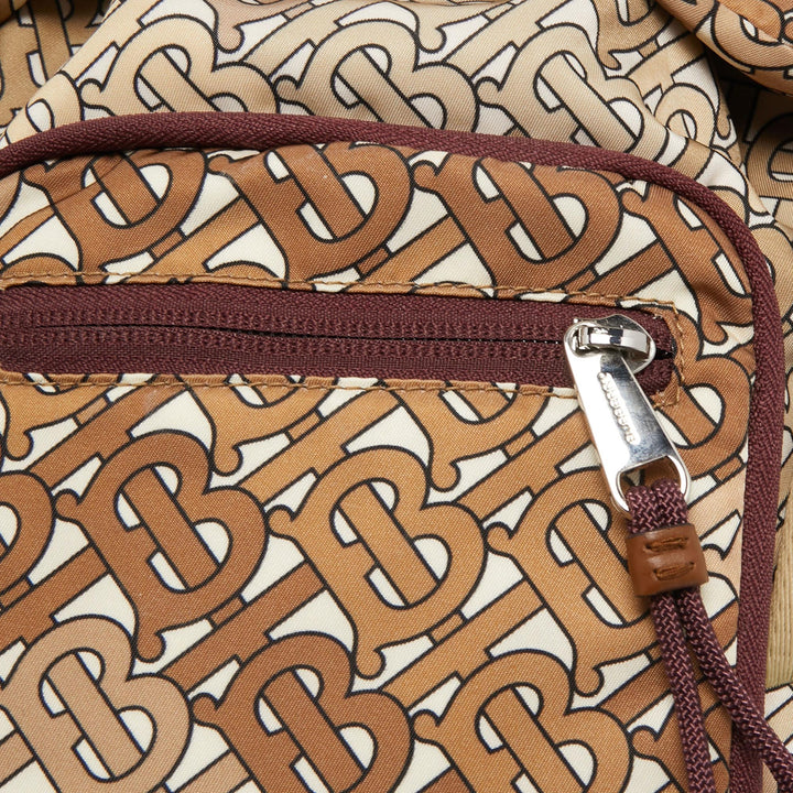 Burberry Brown TB Monogram Nylon and Mesh Leo Sling Bag
