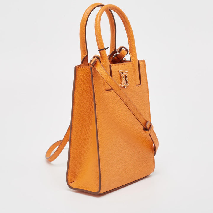 Burberry Orange Leather TB Logo Phone Crossbody Bag