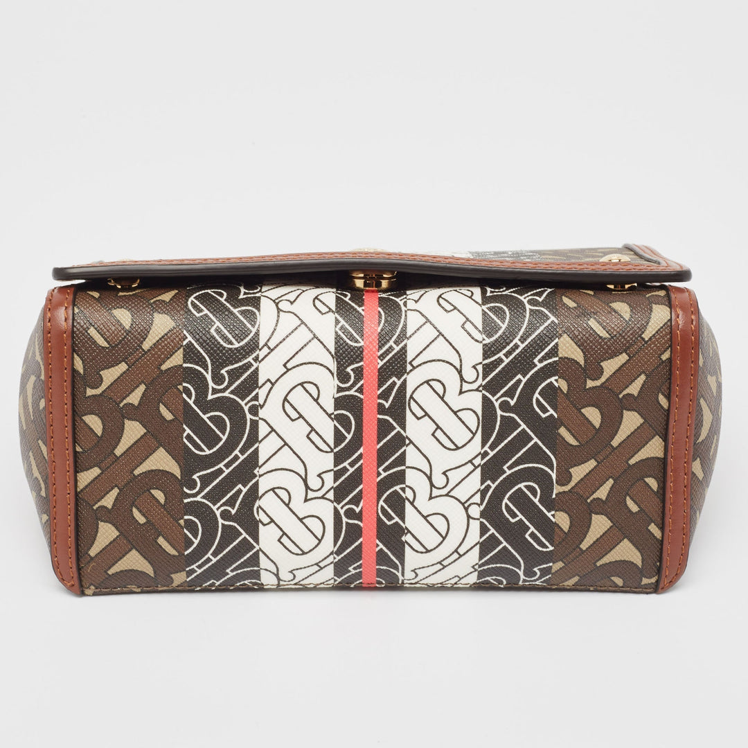 Burberry Brown/Black TB Monogram Coated Canvas and Leather Hackberry Crossbody Bag