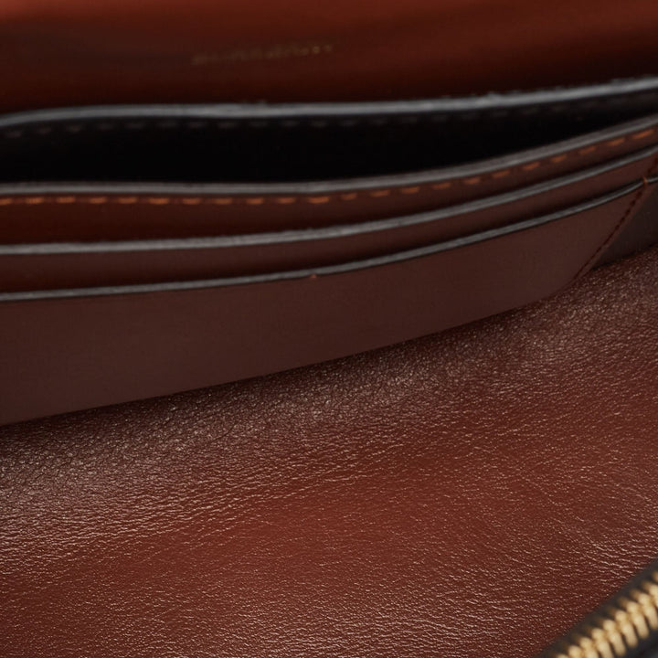 Burberry Brown/Black TB Monogram Coated Canvas and Leather Hackberry Crossbody Bag
