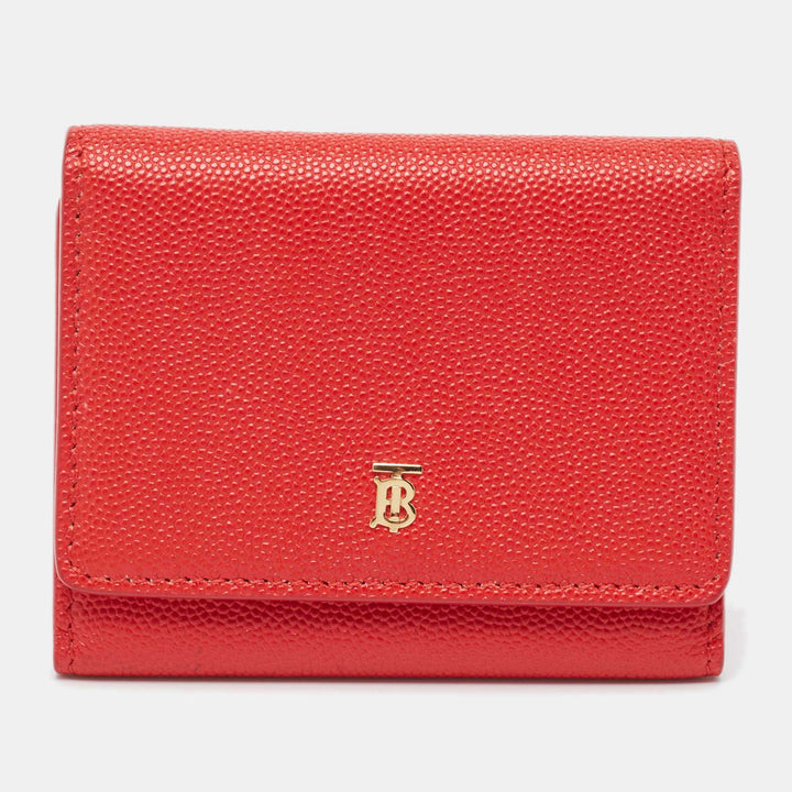 BURBERRY Red Leather Sidney Trifold Wallet