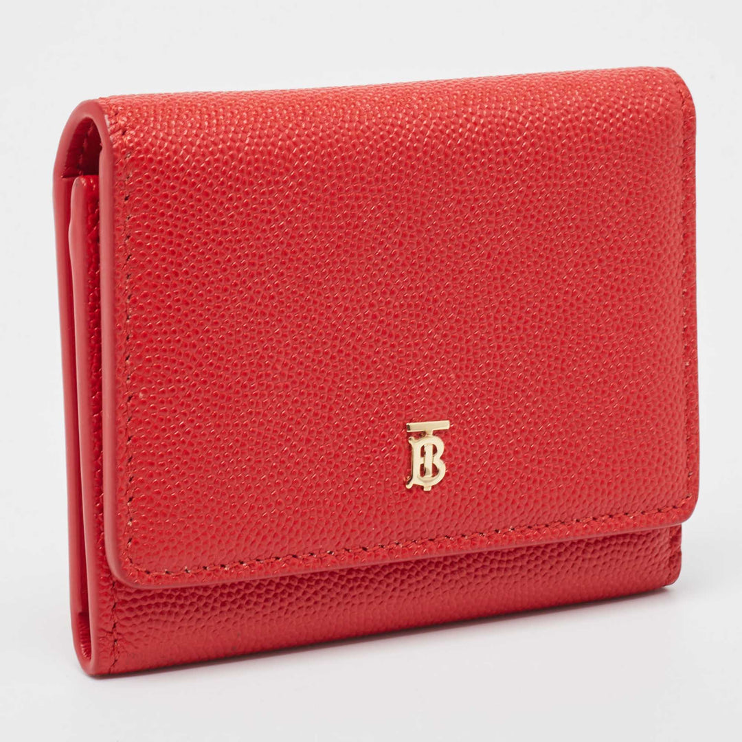 BURBERRY Red Leather Sidney Trifold Wallet