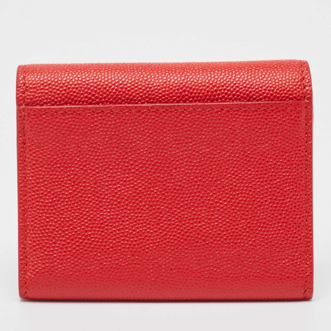 BURBERRY Red Leather Sidney Trifold Wallet