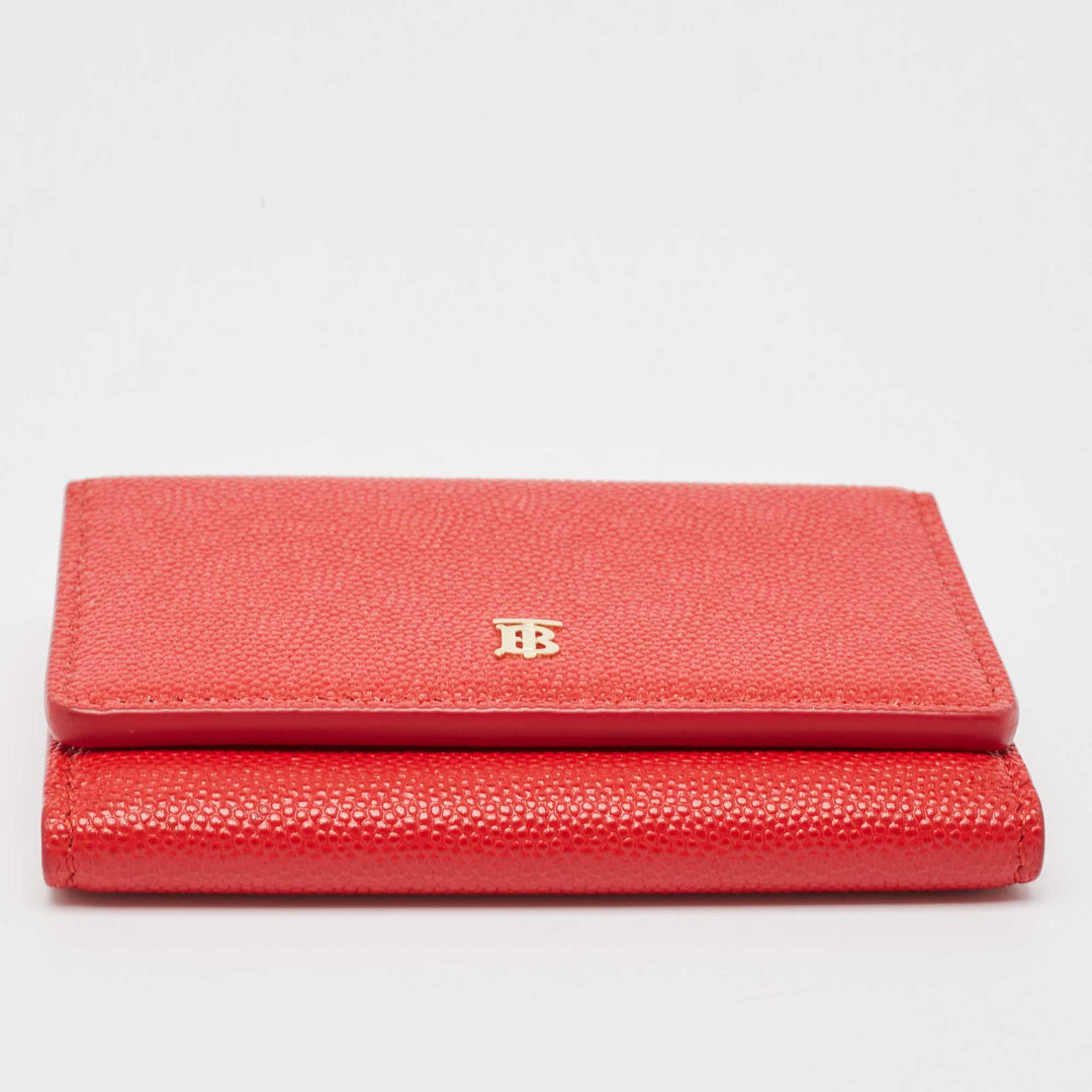 BURBERRY Red Leather Sidney Trifold Wallet
