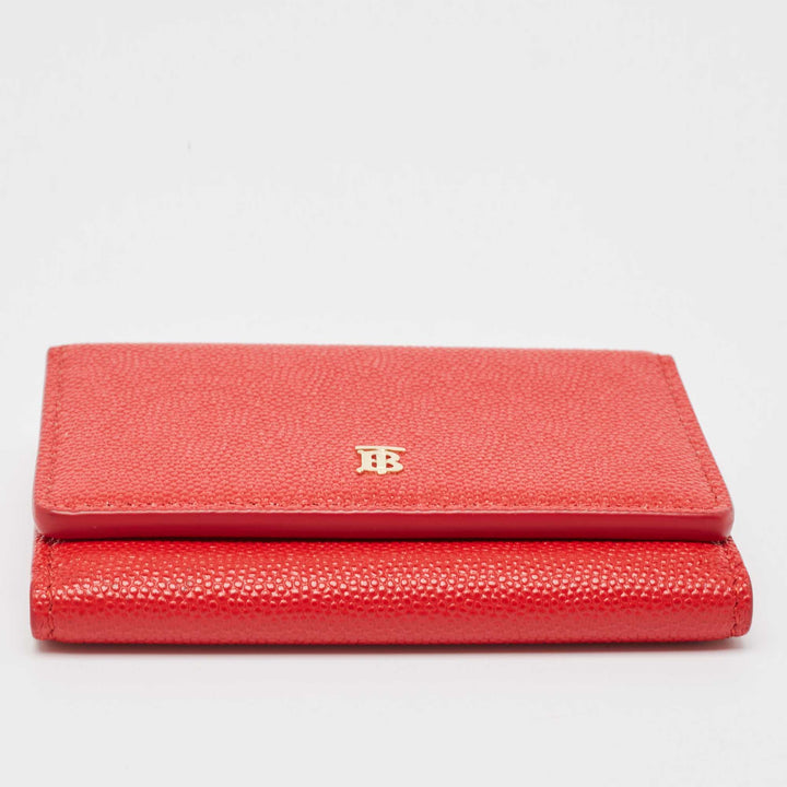 BURBERRY Red Leather Sidney Trifold Wallet