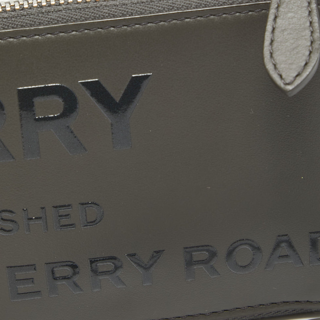 BURBERRY Grey/Black Horseferry Leather Daniel Lanyard Wallet