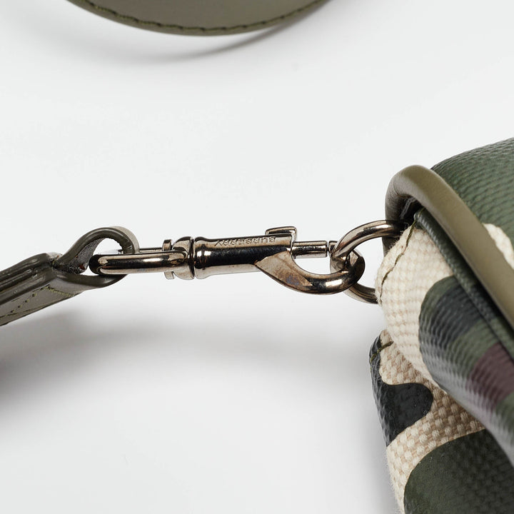 Burberry Green/Beige Camo Print Coated Canvas and Leather Hackberry Crossbody Bag