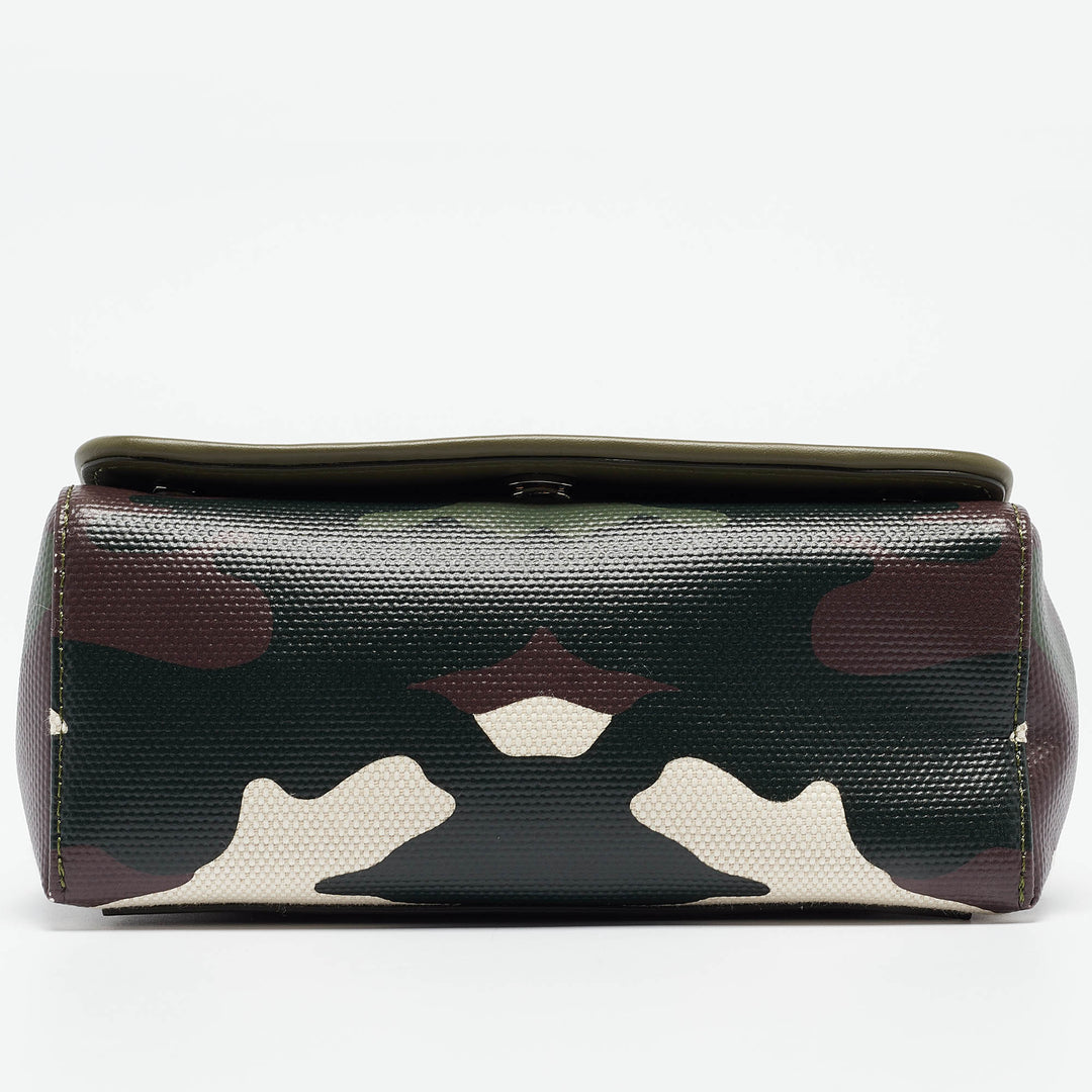 Burberry Green/Beige Camo Print Coated Canvas and Leather Hackberry Crossbody Bag