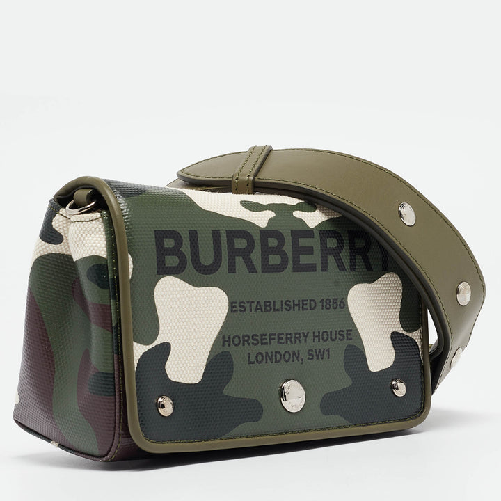 Top Quality Burberry Green/Beige Camo Print Coated Canvas and Leather Hackberry Crossbody Bag