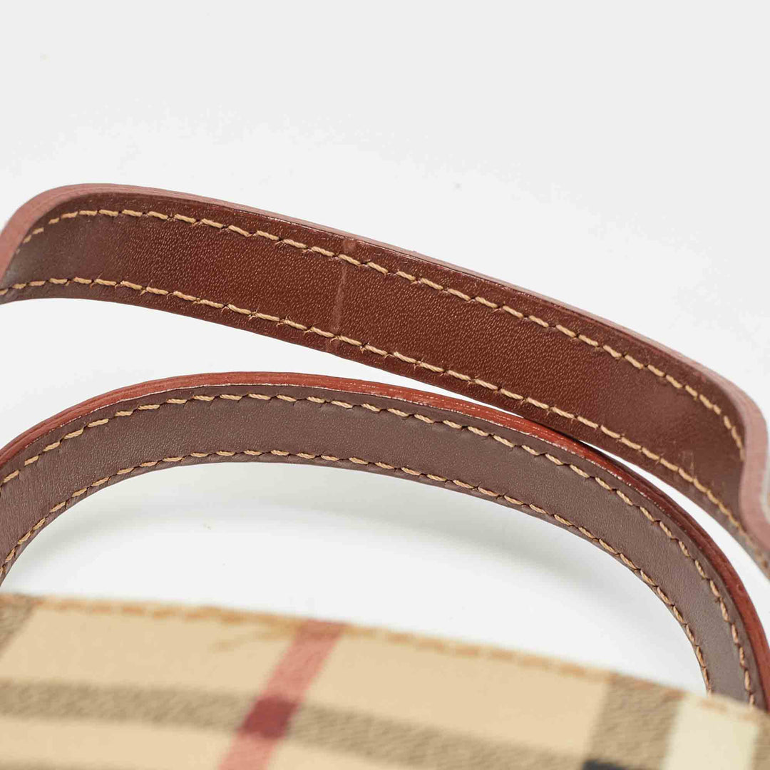 BURBERRY Brown/Beige Haymarket Check Coated Canvas Mini Tote
