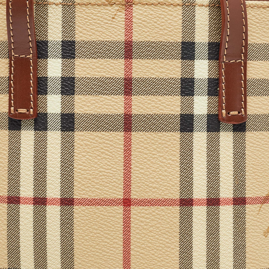 BURBERRY Brown/Beige Haymarket Check Coated Canvas Mini Tote