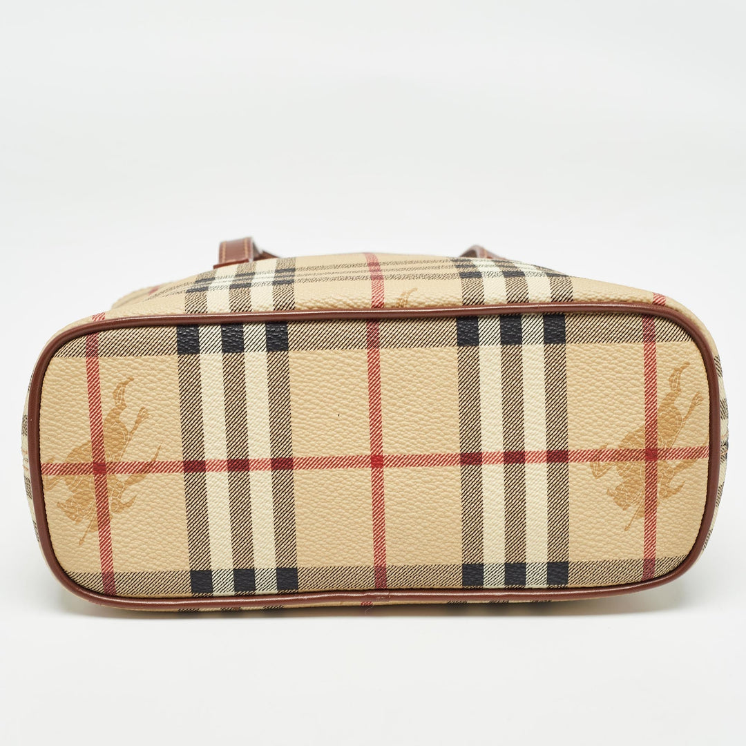 BURBERRY Brown/Beige Haymarket Check Coated Canvas Mini Tote