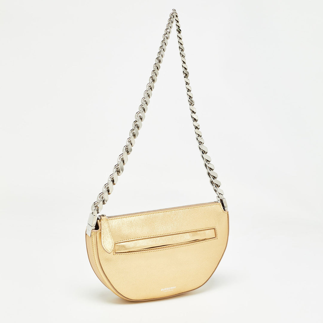 Top Quality Burberry Gold Leather Mini Olympia Zip Chain Bag