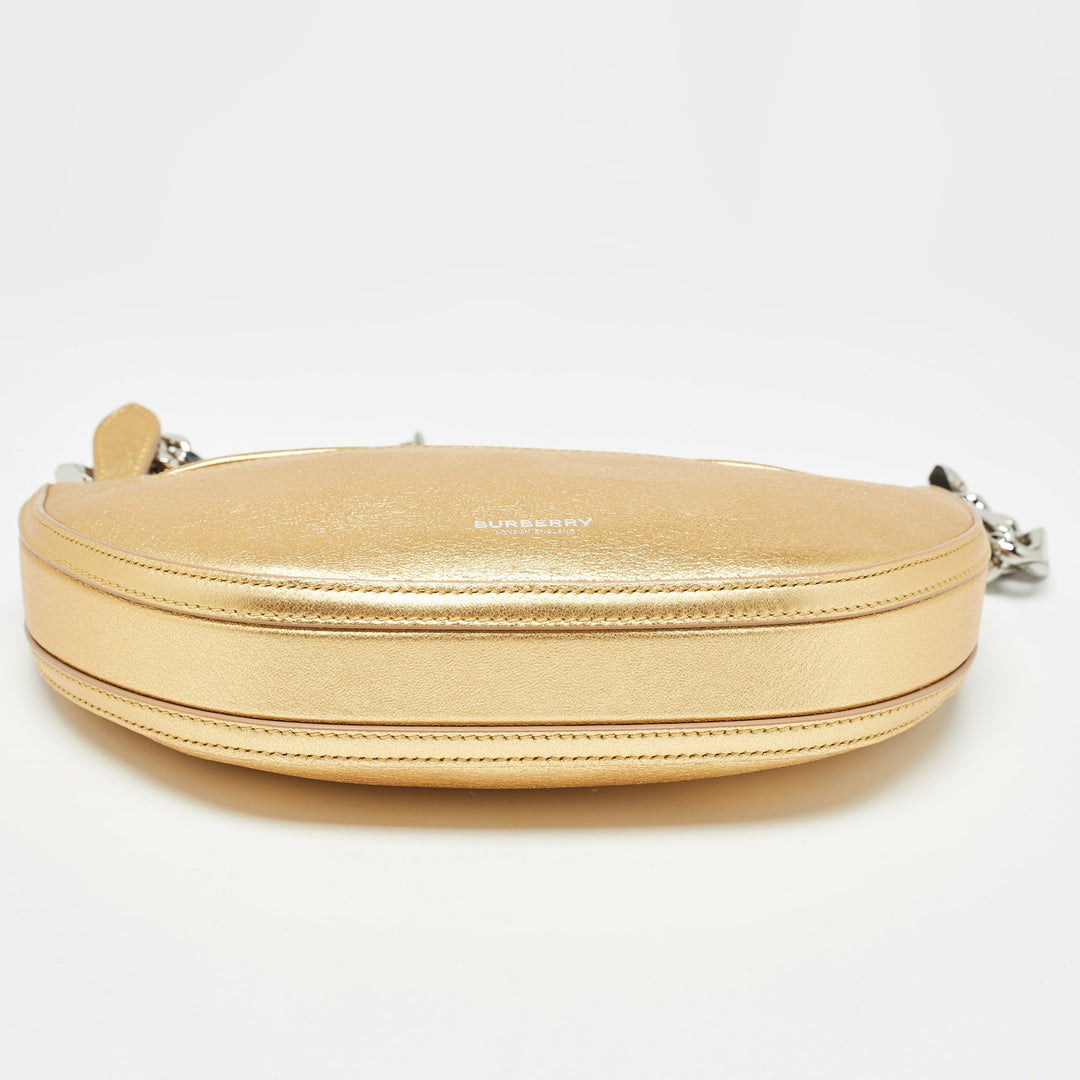 Top Quality Burberry Gold Leather Mini Olympia Zip Chain Bag