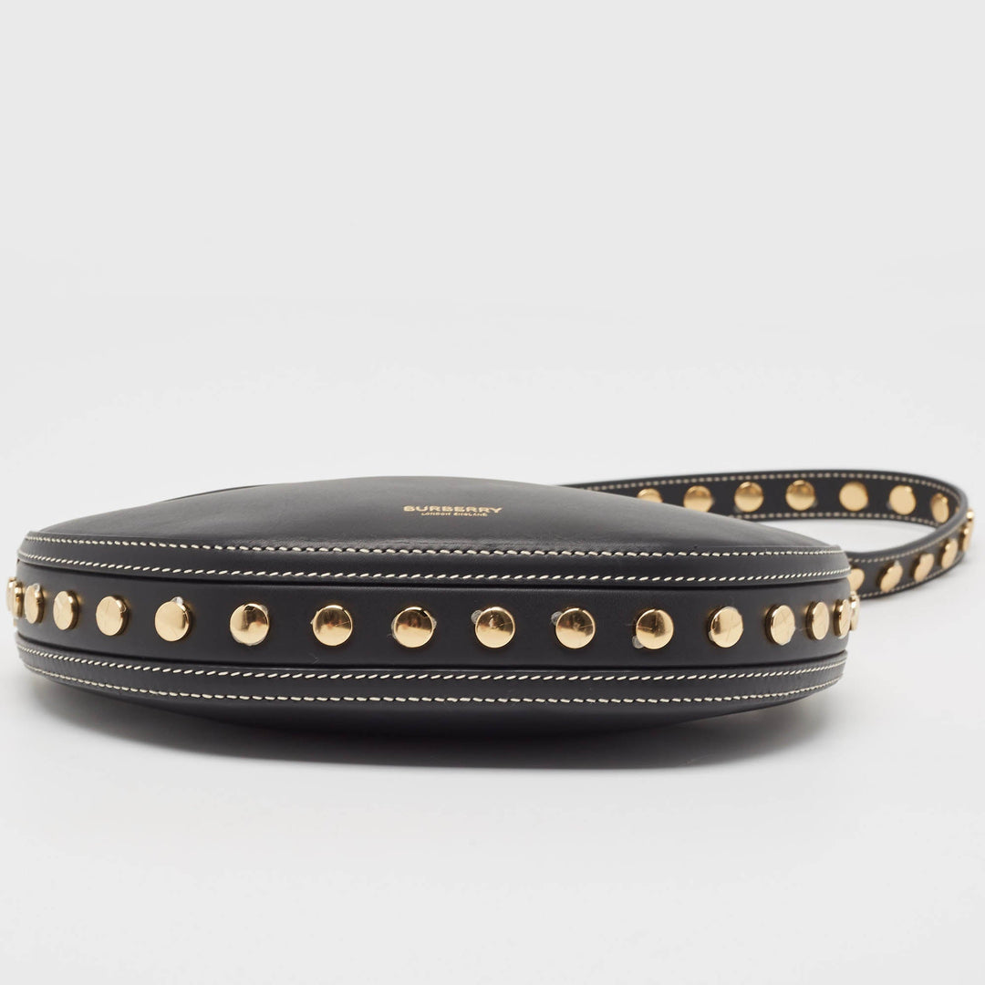 Burberry Black Leather Mini Studded Olympia Zip Bag