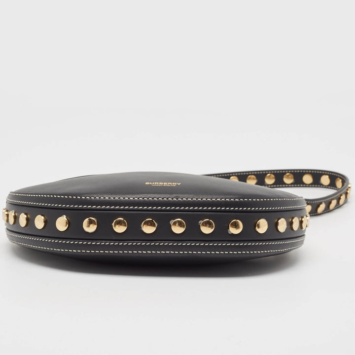 Burberry Black Leather Mini Studded Olympia Zip Bag