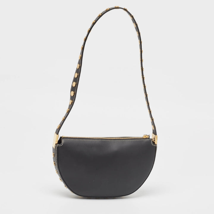 Burberry Black Leather Mini Studded Olympia Zip Bag