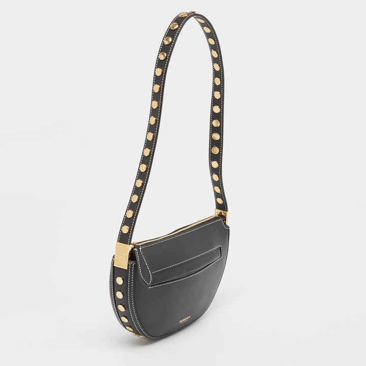 Burberry Black Leather Mini Studded Olympia Zip Bag