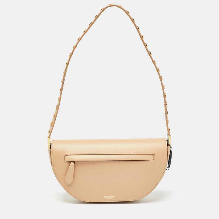 Top Quality Burberry Beige Leather Small Studded Olympia Bag