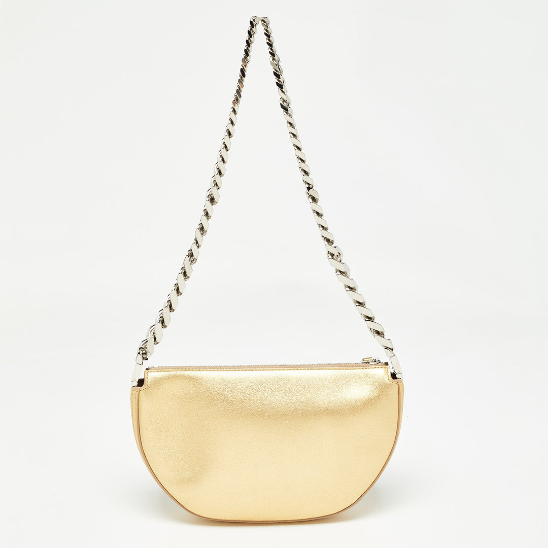 BURBERRY Gold Leather Mini Olympia Zip Chain Bag