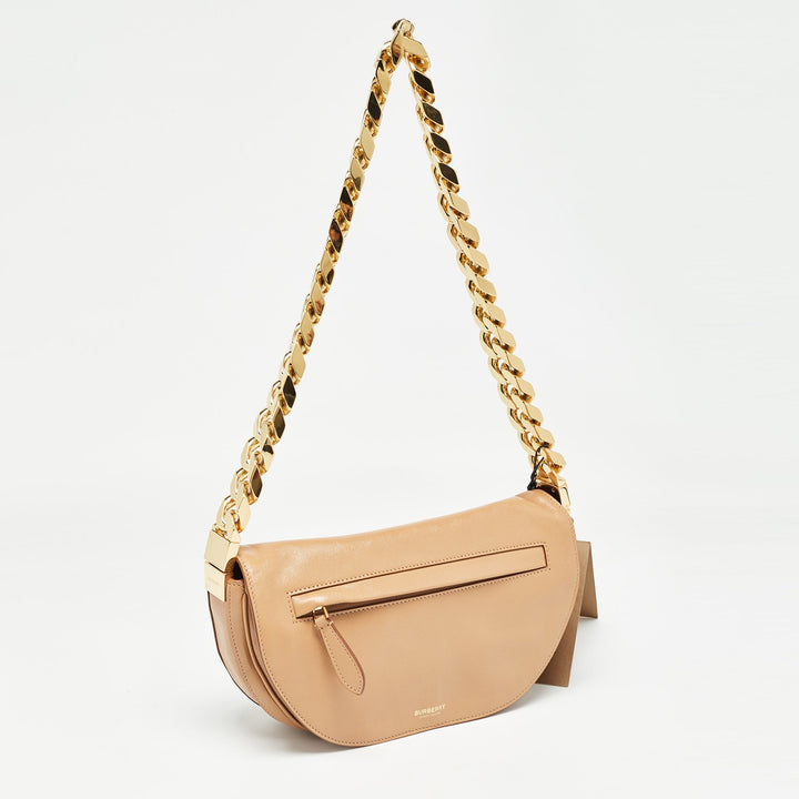 Burberry Beige Soft Leather Small Olympia Bag