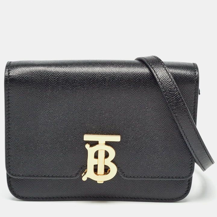 Top Quality Burberry Black Leather Mini TB Shoulder Bag