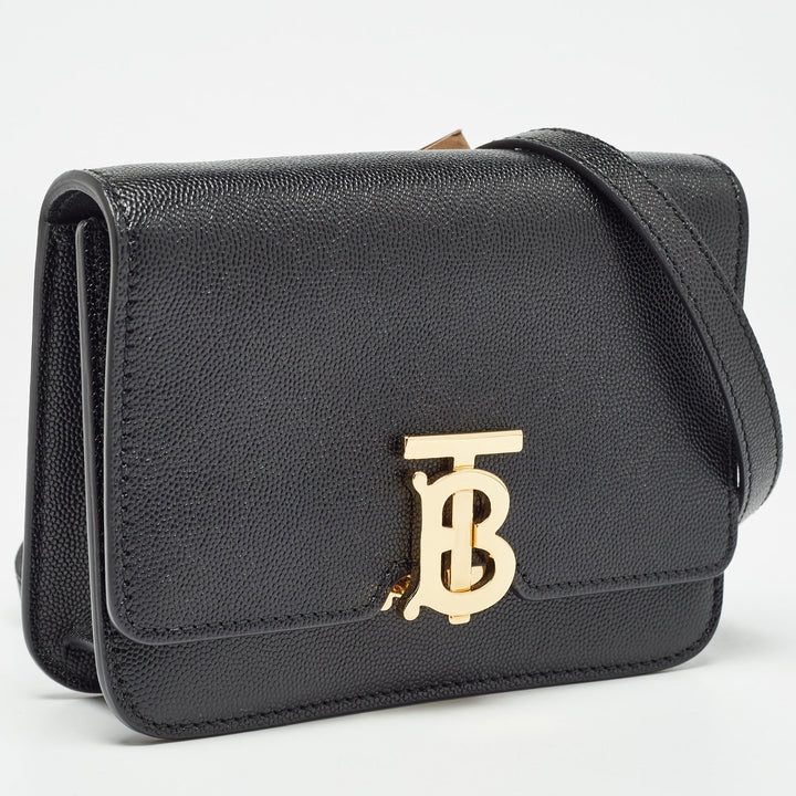 Top Quality Burberry Black Leather Mini TB Shoulder Bag