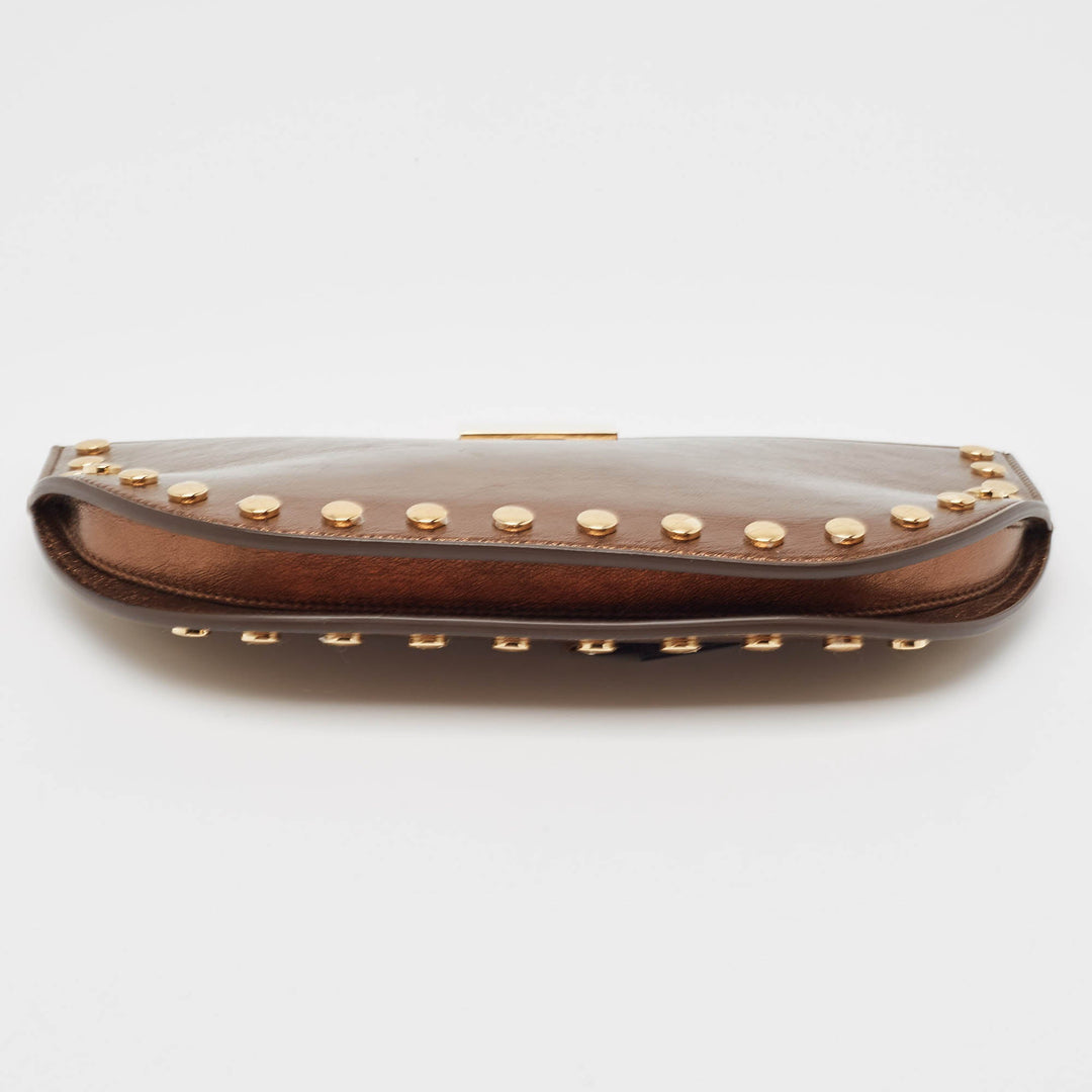 Top Quality Burberry Bronze Leather Studded Olympia Clutch