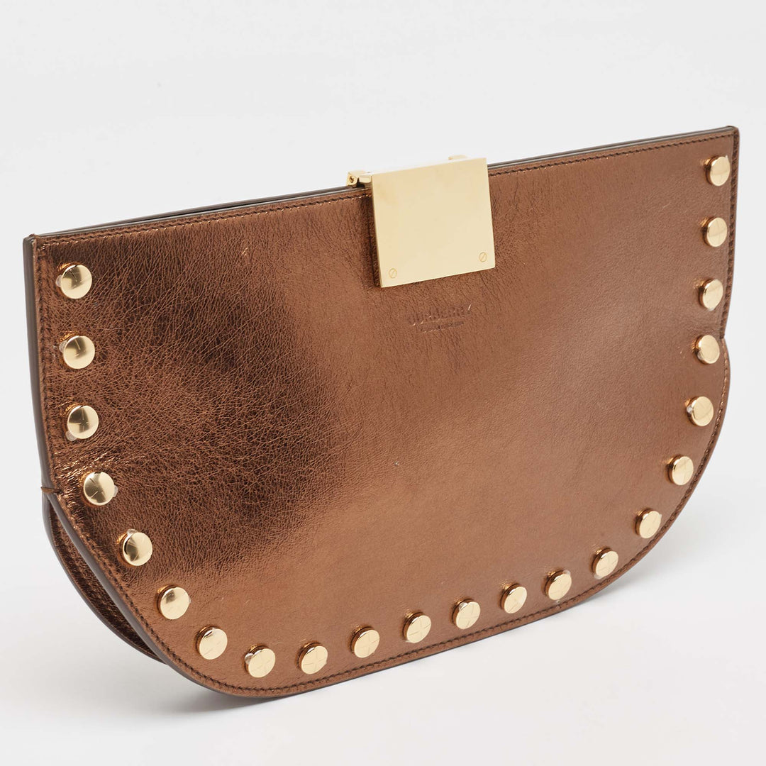 Top Quality Burberry Bronze Leather Studded Olympia Clutch