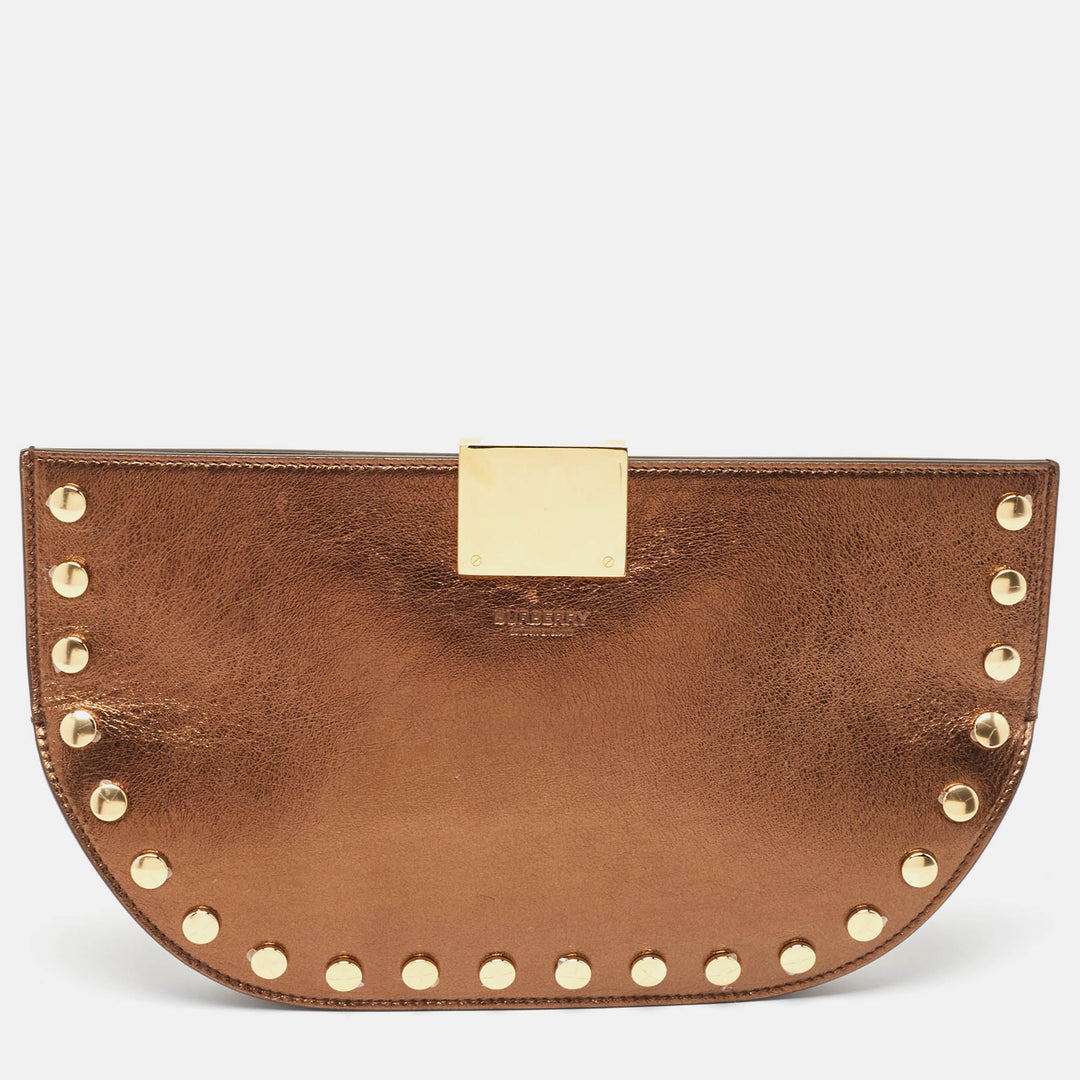 Top Quality Burberry Bronze Leather Studded Olympia Clutch