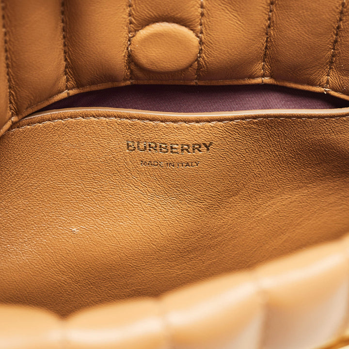 Burberry Marple Brown Embossed Check Leather Small Lola Bucket Bag