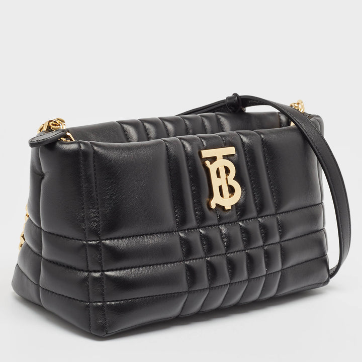 BURBERRY Black Quilted Leather Small Lola Zip Shoulder Bag