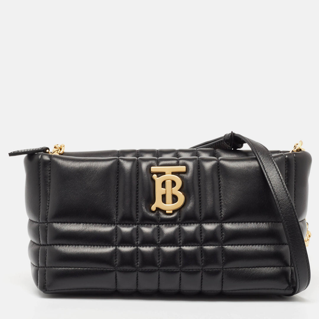 BURBERRY Black Quilted Leather Small Lola Zip Shoulder Bag