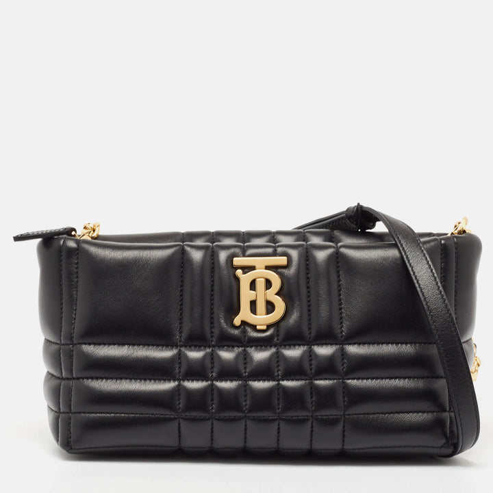 BURBERRY Black Quilted Leather Small Lola Zip Shoulder Bag