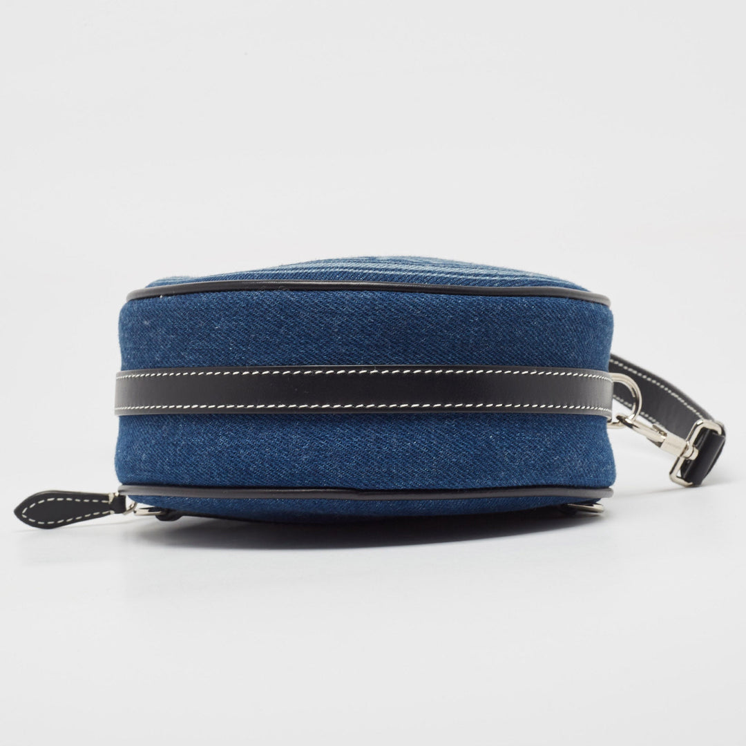 Burberry Blue/Black Denim and Leather Louise Round Crossbody Bag