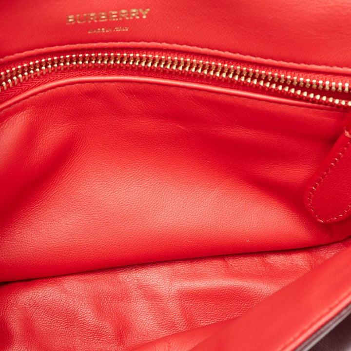 Burberry Maroon Leather Small Olympia Shoulder Bag