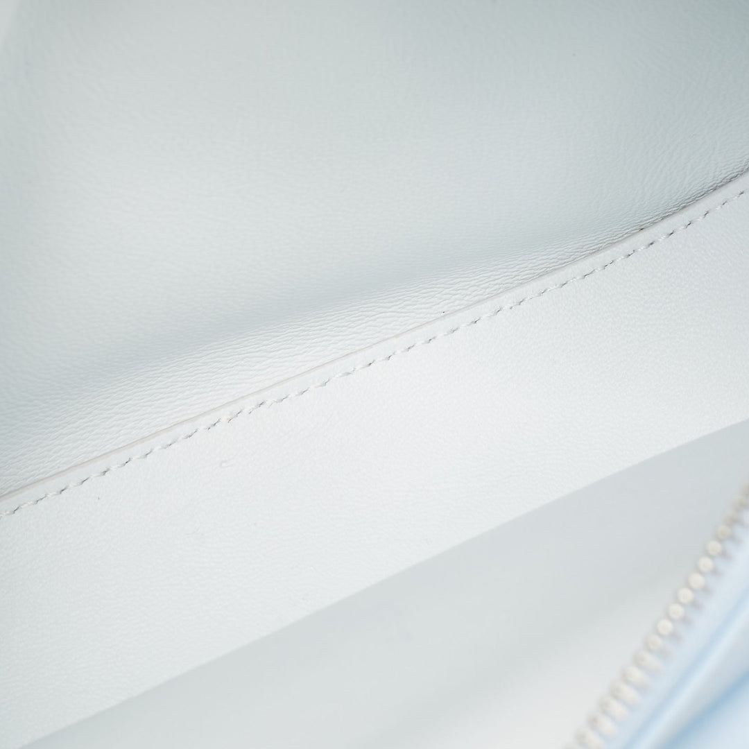 Burberry Pale Blue Leather Mini Double Olympia Clutch