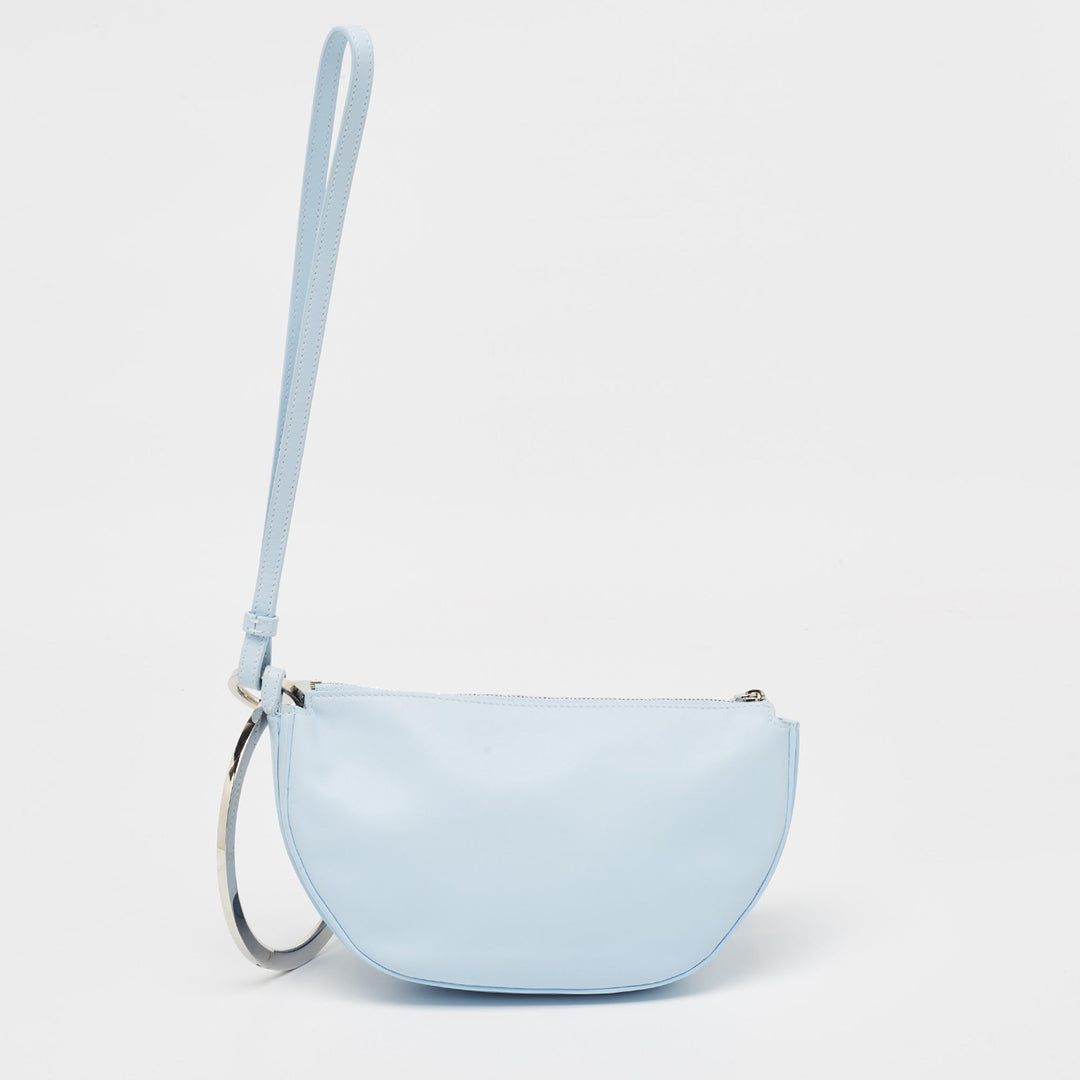 Burberry Pale Blue Leather Mini Double Olympia Clutch