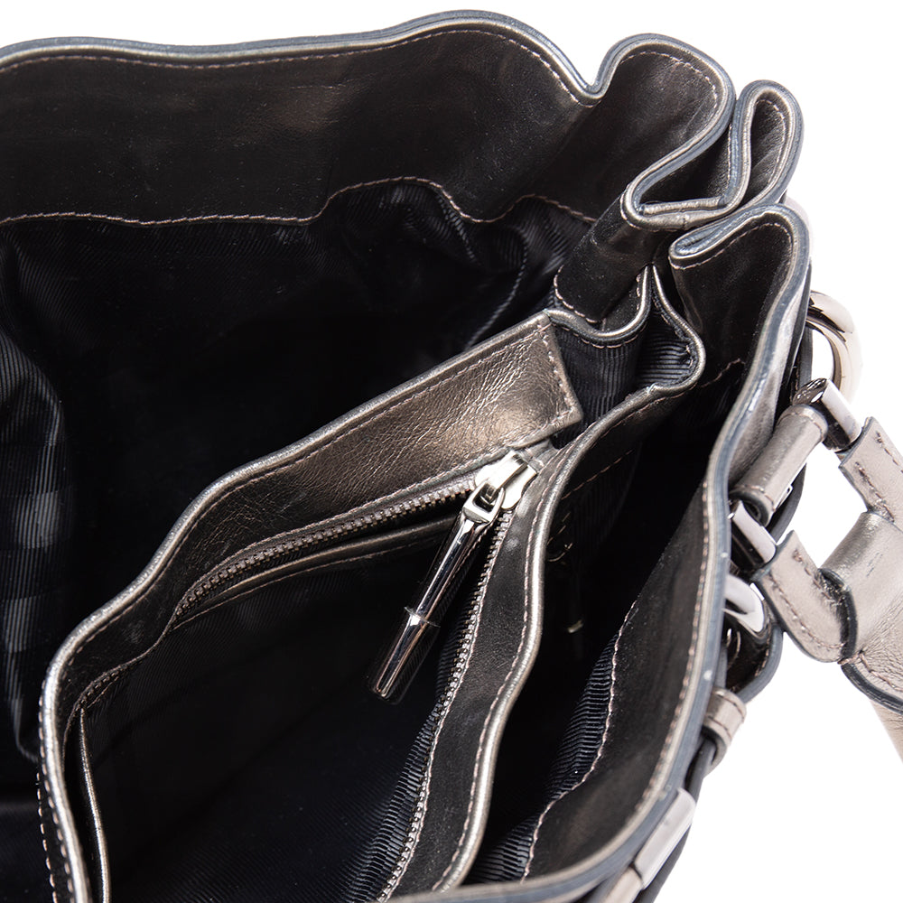 BURBERRY PRORSUM Metallic Gunmetal Quilted Leather Beaton Tote