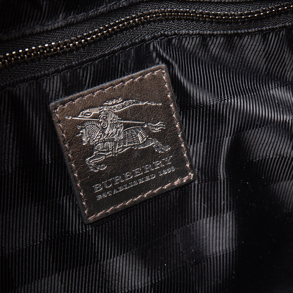 BURBERRY PRORSUM Metallic Gunmetal Quilted Leather Beaton Tote