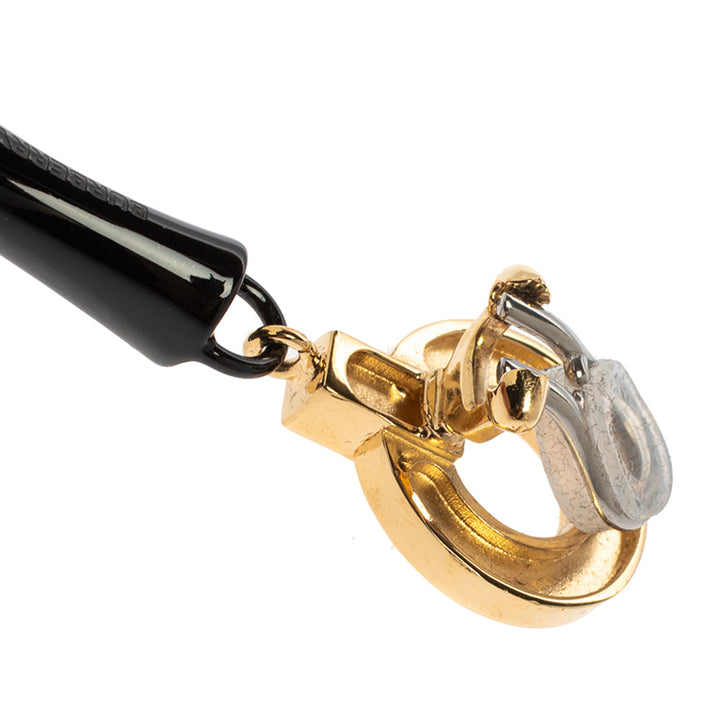 Burberry Light Gold Plated Black Hoof Drop Clip On Earrings