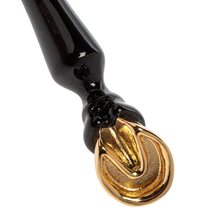 Burberry Light Gold Plated Black Hoof Drop Clip On Earrings