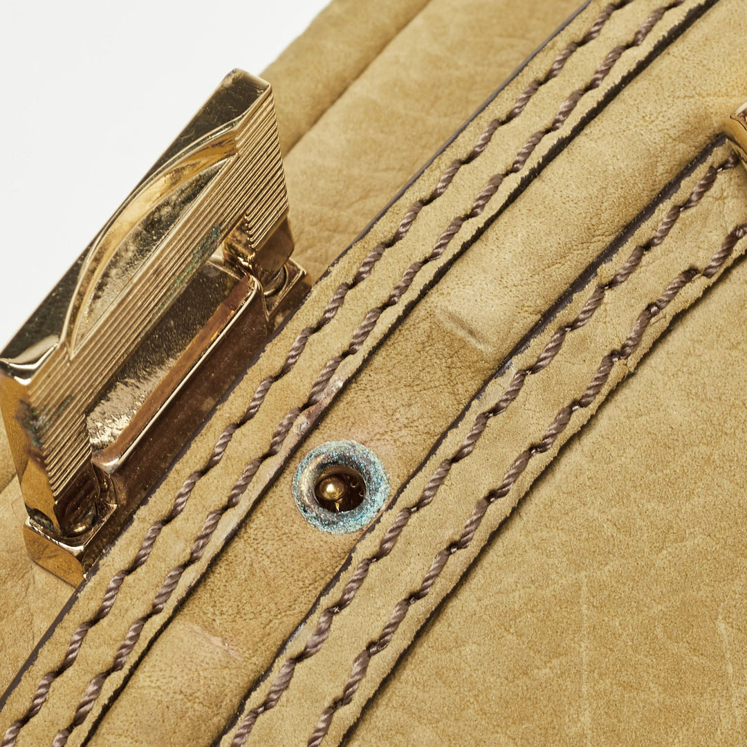 Burberry Green Nubuck Leather Bow Flap Clutch