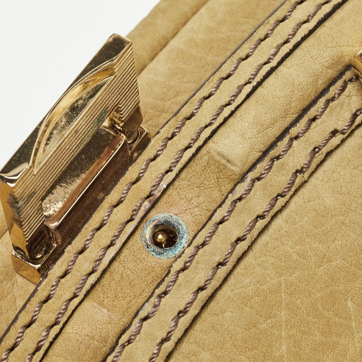 Burberry Green Nubuck Leather Bow Flap Clutch