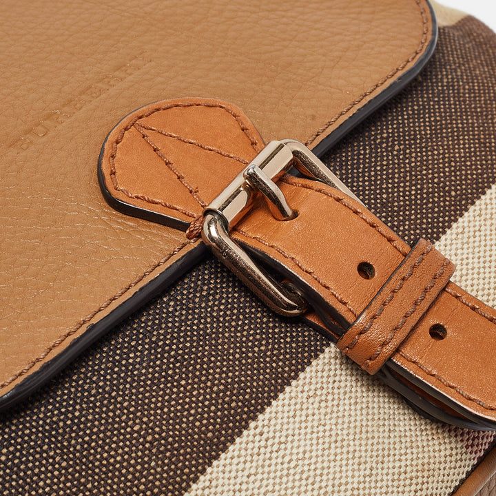 BURBERRY Beige/Brown Mega Canvas and Leather Gowan Crossbody Bag